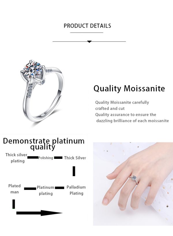 AZ198-J Moissanite Zircon Engagement Ring Adjustable Men and Women Models Pair Ring Classic Fashion Jewelry 1-615 - Image 7