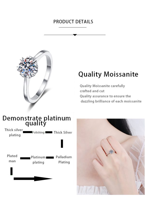 AZ207-J  2mm D Color Moissanite Ring s925 Sterling Sliver Plated 18k White Gold Eternity Band Wedding Engagement Rings For Women - Image 7
