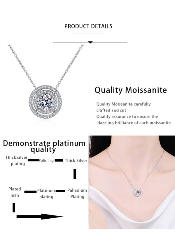 AZ735-X Brilliant Girl 18K White Gold Necklaces Women Birthday Gift 0.5/1/2ct Moissanite Diamond Pendant Wedding Girlfriend Fine Jewelry - Image 7