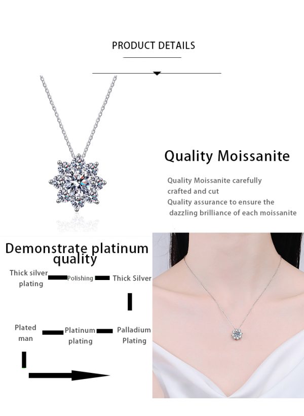 AZ745-X  S925 Sterling Silver New Luxury Full Diamond Sunflower 1-2CT Moissanite Necklace Suitable for Women's Party Jewelry - Image 6
