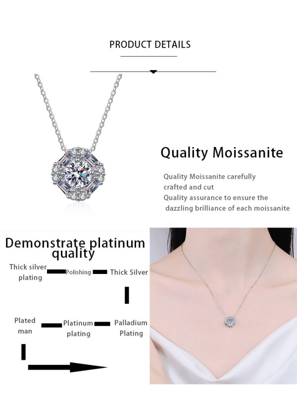 AZ748-X Luxury Square 1.62CT Moissanite Diamond Pendant Collarbone Chain Platinum Pt950 Necklace for Women Fine Jewelry Birthday Gift - Image 7