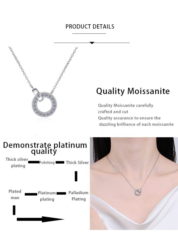AZ756-X 18K White Gold Platinum PT950 0.45ct Moissanite Pendant for Women High Polished Fine Jewelry - Image 7