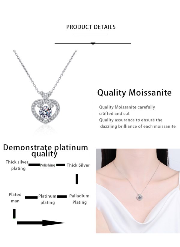 AZ798-X Fashion Trend Luxury Classic Moissanite Diamond-set Lock Heart Necklace Women 925 Silver Party Charms Jewelry Gift - Image 7
