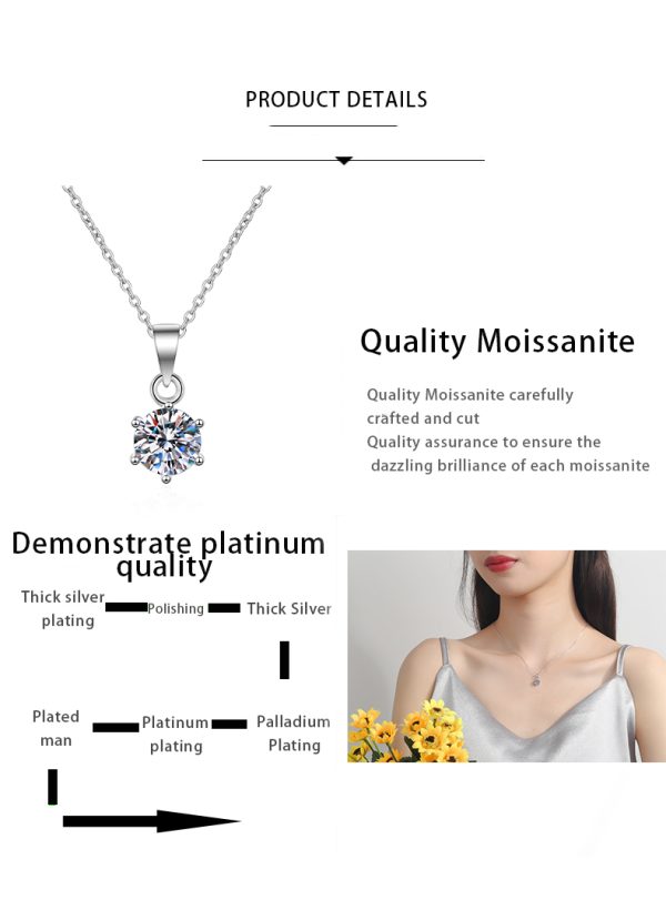 AZ078-X 0.5-5CT D Color Moissanite Pendant for Women 925 Sterling Silver Necklace with Certificate of Authenticity - Image 7