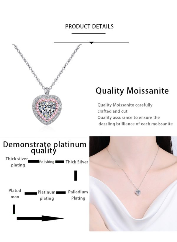 AZ808-X Fashion Trend Luxury Classic Moissanite Diamond-set Fine Heart Necklace Women 925 Silver Party Charms Jewelry Gift - Image 7