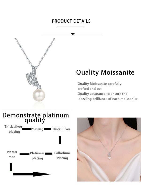 AZ844-X Fashion Luxury Classic Moissanite Diamond-set Pearl Design Circle Necklace For Women 925 Silver Party Jewelry Gift - Image 7