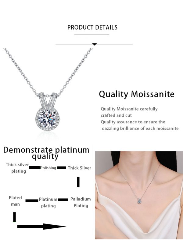 AZ847-X Fashion Trend Luxury Classic Moissanite Diamondset 1ct V Round Necklace Women 925 Silver Party Charms Jewelry Gift - Image 7