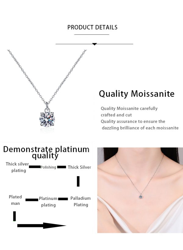 AZ875-X Fashion Trend Luxury Classic Moissanite Diamond-set 1ct Simple Necklace Women 925 Silver Party Charms Jewelry Gift - Image 7