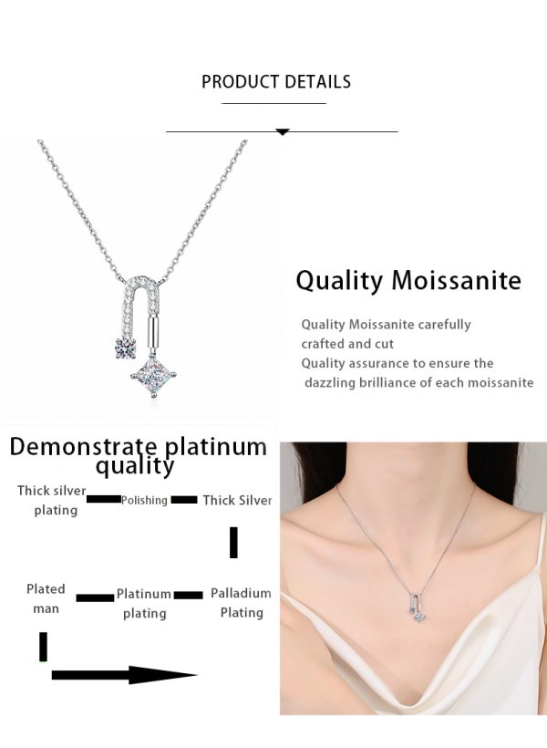 AZ929-X Platinum PT950 18K White Gold 1.3ct Moissanite Necklace Pendants for Women Hypoallergenic Luxury Jewelry - Image 7