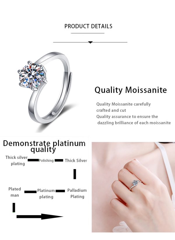 AZ231-J Designer Jewelry Have Mutual Affinity 18K White Gold VVS1 D Color 0.5/1CT Moissanite Female Rings Wedding Accessories for Women - Image 7