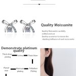 AZ083-E Moissanite Bow Stud Earrings 925 Sterling Silver Plated Pt950 Gold Four-claw Stud Earrings School Girl Wild Model - Image 7