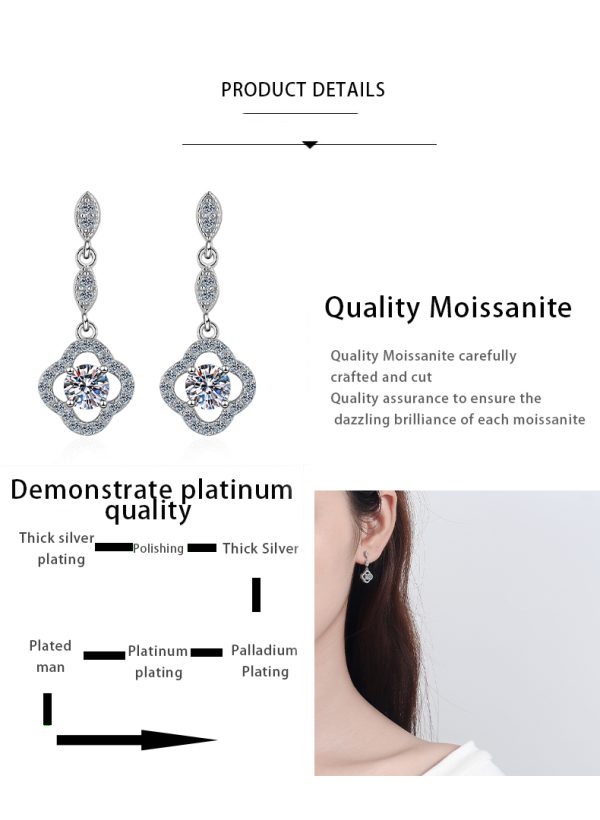 AZ095-E S925 Sterling Silver 0.6ct D Moissanite Diamond Pendant Earrings Women's Anniversary Jewelry - Image 7