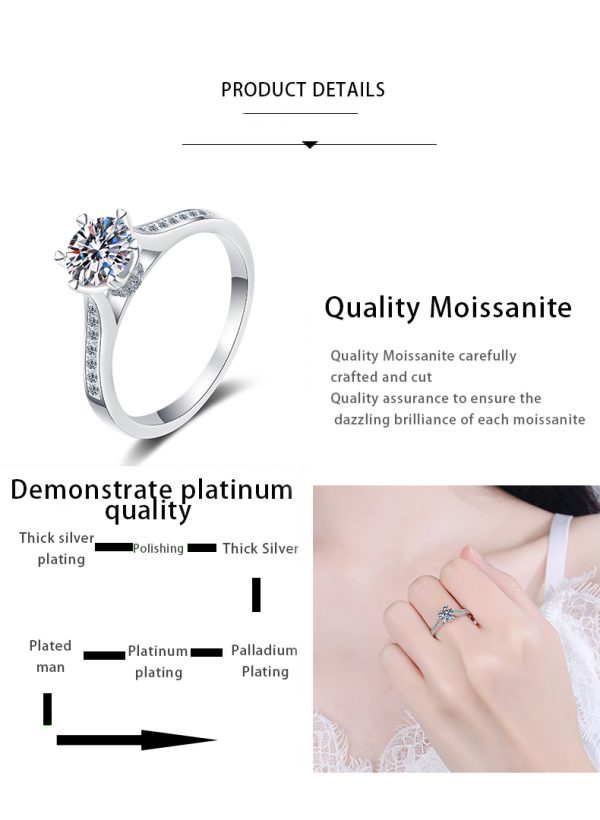 AZ244-J Luxury 18K White Gold Ring for Women Alien Princess Square 1 Carat Four-prong Moissanite Rings Platinum Pt950 Fine Jewelry - Image 8