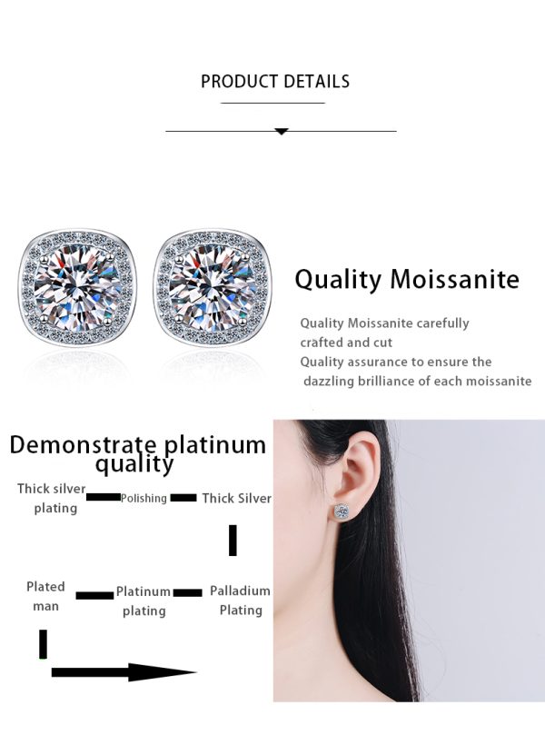 AZ266-E 925 Sterling Silver Moissanite Stud Earrings 1-2 ct D VVS1 Lab Diamond with GRA Fine Jewelry Earring For Women - Image 7