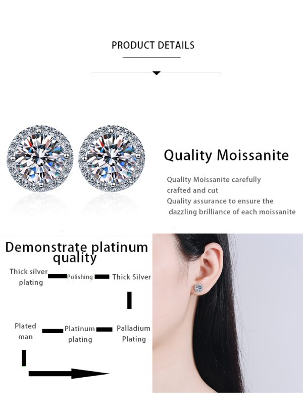 AZ298-E D Color Moissanite Earring S925 Sterling Sliver Plated with 18k White Gold Earring for Women Sparkling Fine Jewelry - Image 7