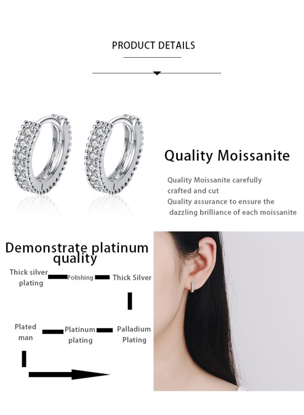 AZ309-E S925 silver earrings for women D color moissanite earrings simulated diamond ear hooks small fresh ear jewelry - Image 7