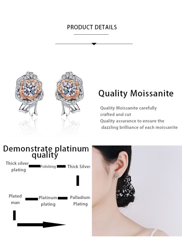 AZ372-E Wedding Party Daughter Fine Jewelry PT950 Platinum Stud Earrings for Women Moissanite Diamond 0.5/1ct Flower Girl Birthday Gift - Image 7