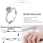 AZ017-J  D Color VVS1 EX Moissanite Ring 1ct Round Moissanite Diamond Solitaire Engagement 925 Plated Sterling Silver Ring - Image 6