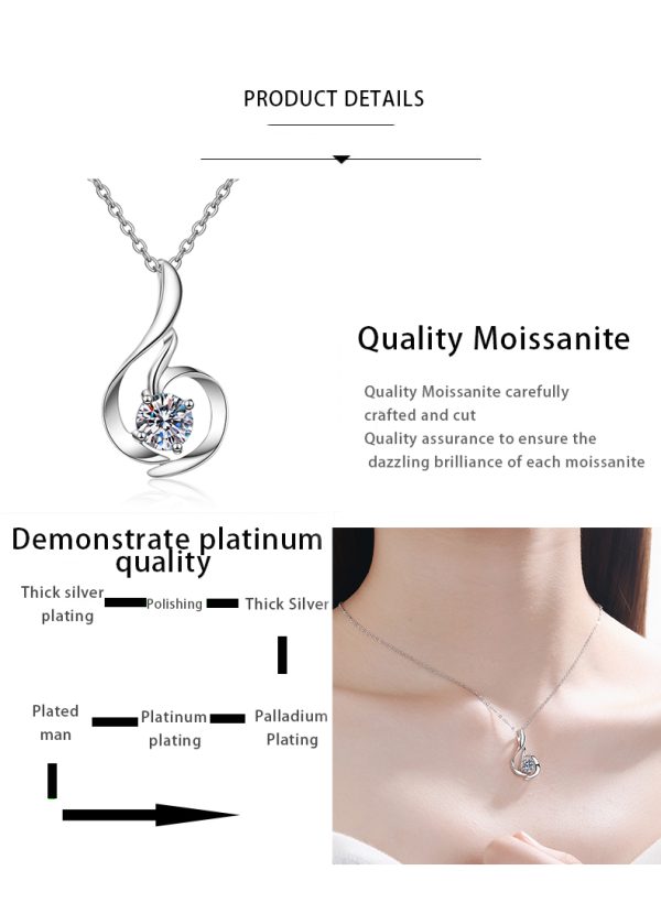 AZ025-X80F MoisaLuxe Official Store Moissanite Plata Sterling 925 Silver Swan Necklace Simulation Drill Pendant Necklace For Women Jewelry - Image 6