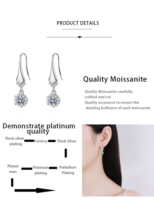 AZ428-E 925 silver moissanite earrings fashionable flower style shining gorgeous jewelry gift suitable for wedding mother's day - Image 7