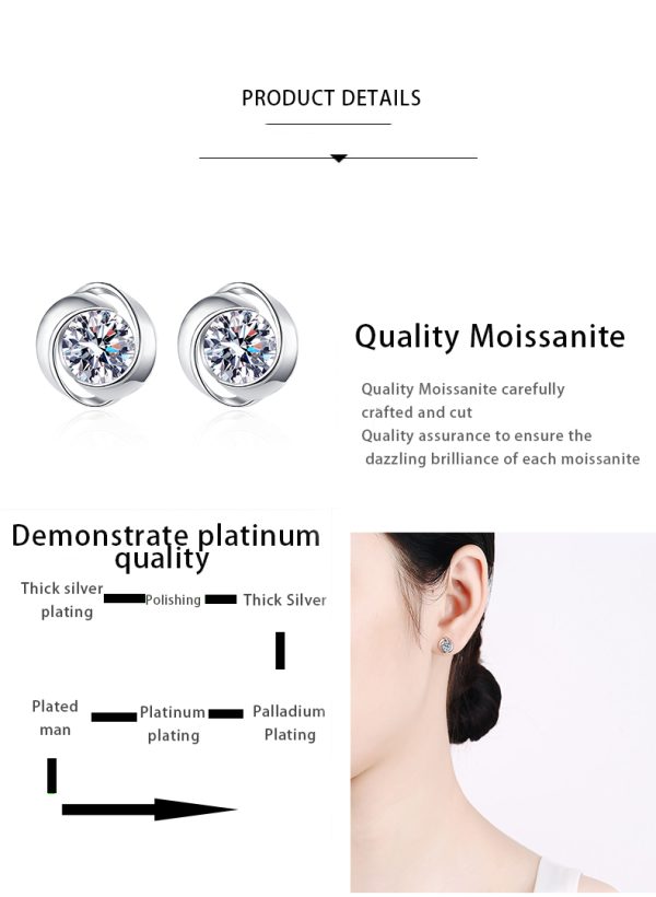 AZ446-E 18K gold women's whirlwind earrings 30 minutes and 50 minutes with moissanite earrings, high-end plated PT950 platinum - Image 7