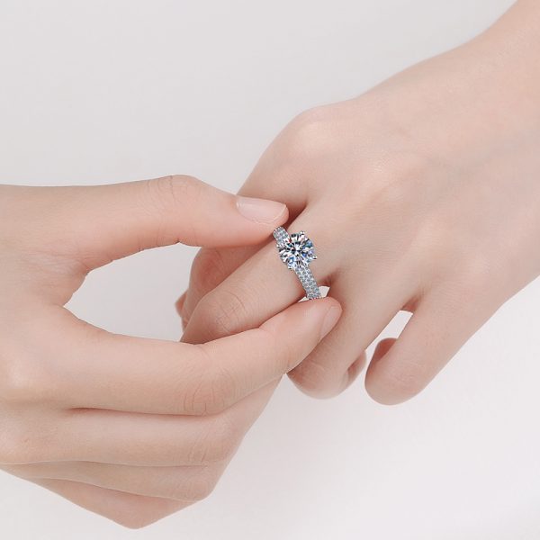 AZ002-J Classic Engagement Ring 18K White Gold VVS1 D Color 2 carat Moissanite Diamond Brilliant Originales Certificados for Women gift - Image 2
