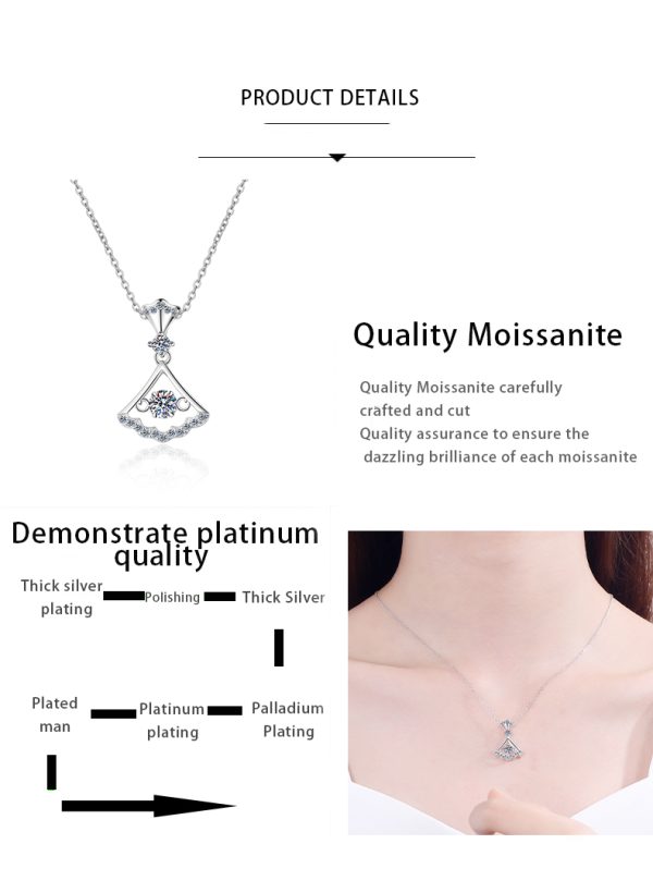 AZ094-X 0.3ct Premium Moissanite Necklace S925 Sterling Silver Petal Pendant Lock Bone Jewelry Women's Luxury Niche GBA Free Gift Box - Image 7