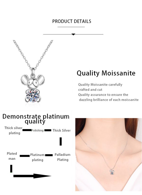 AZ105-X Platinum PT950 18K White Gold 0.5ct Moissanite Luxury Necklace Pendant for Women Jewelry Dainty Everyday Wear - Image 7