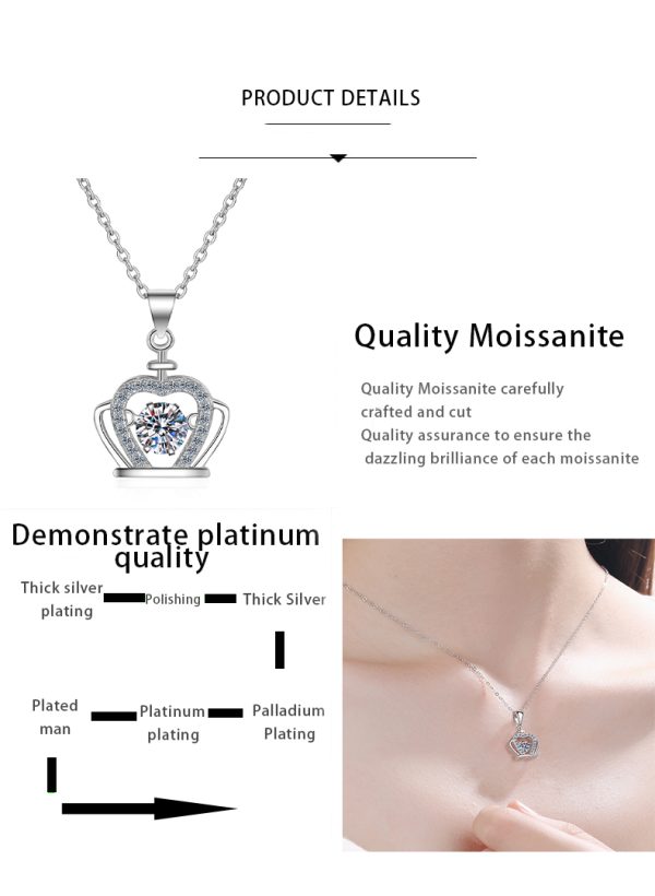 AZ027-X Luxury Platinum PT950 18K White Gold 0.5ct Moissanite Necklace for Women Pendant AAA+ Moissanite Quality Jewelry - Image 7