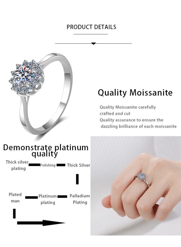 AZ010-J  1ct  Moissanite Rings For Women D Color VVS Luxury Flower Shape Bridal Female Engagement Wedding Jewerly Size5-9 - Image 7