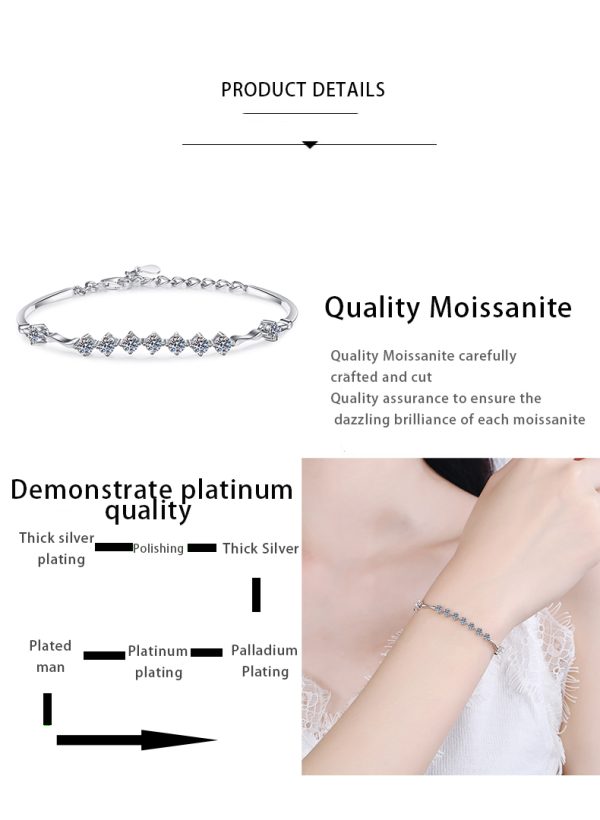 AZ254-S Fashion Fine Luxury Classic 1.35Ct Moissanite Design Braceles For Women s925 Sterling Silver Party Wedding Jewelry - Image 7