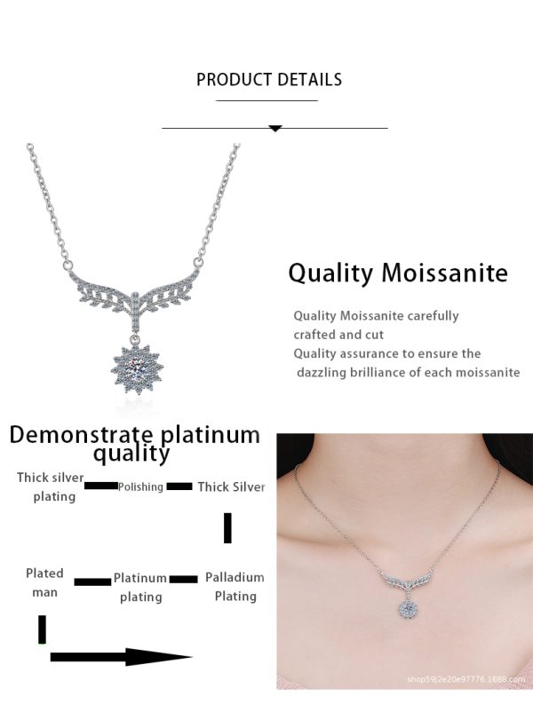 AZ032-X Fashion luxury 0.5 CT Classic Moissanite Angle Wing Sunflower Necklace Women s925 Sterling Silver Party Jewelry - Image 7