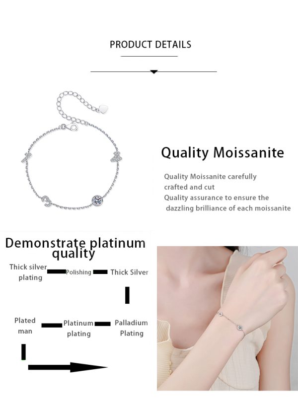 AZ630-S Fashion Fine Luxury Classic 0.5ct Moissanite Letter Number 30 Bracelets For Women s925 Silver Wedding Jewelry Gfit - Image 7