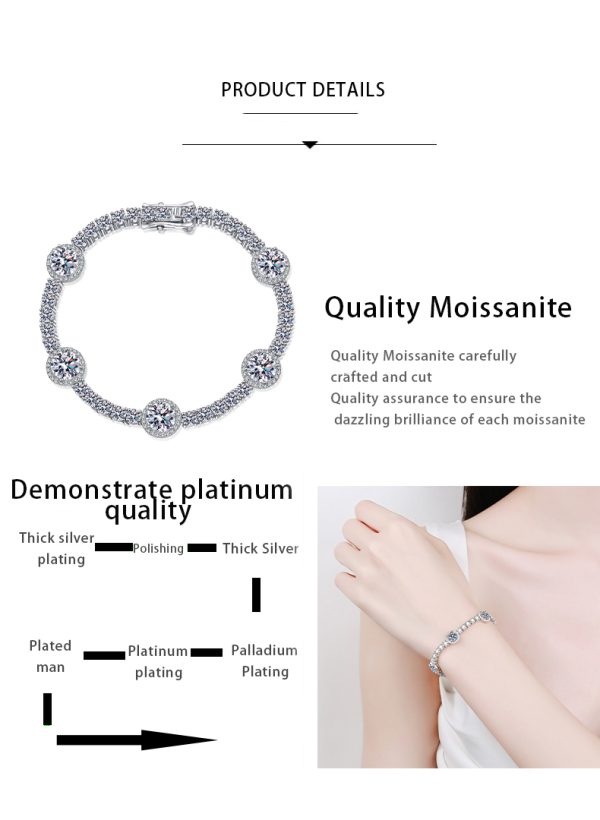 AZ664-S  Luxury Group Inlaid Moissanite 8.3/8.6/9.1Carat Buckle Bracelet, Unique Eye-catching Platinum PT950 Bracelet Female Fine Jewelry - Image 6
