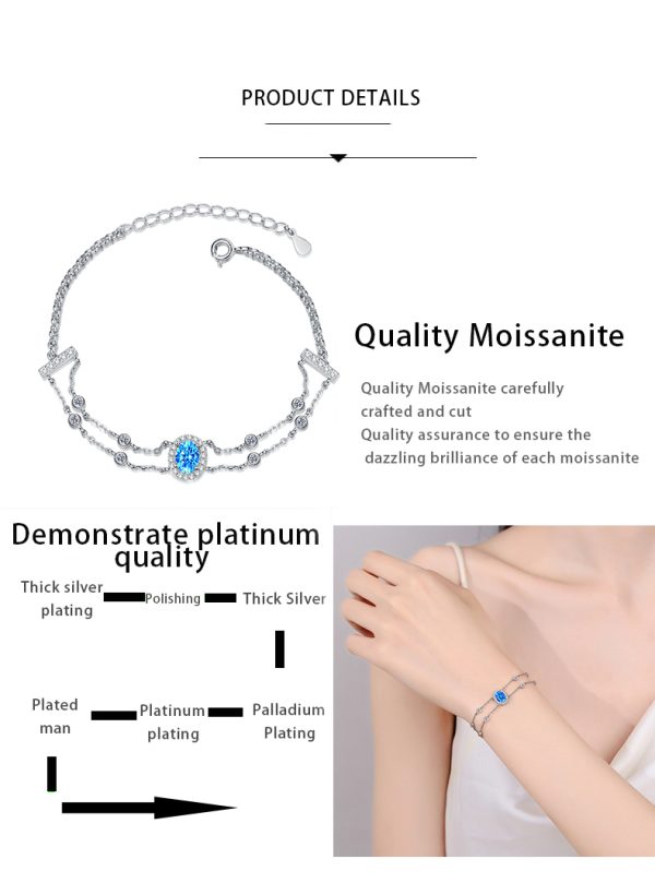 AZ920-S Luxury 1ct Moissanite Bracelet 18k White Gold & Platinum PT950 Shimmering Stylish Women's Wedding Fine Jewelry Sparkling Gift - Image 7