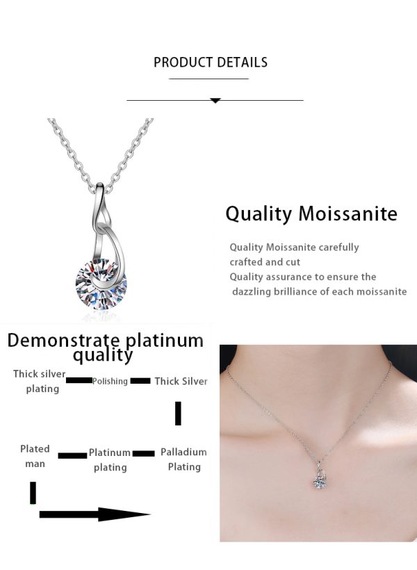 AZ038-X 2KL Fashion Luxury Trendy Classic 2ct Moissanite Waterdrop Necklace For Women s925 Silver Party Charms Jewelry Gift - Image 7