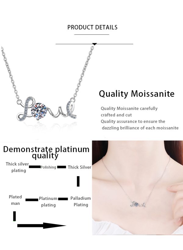 AZ174-X Platinum PT950 18K White Gold 1ct Moissanite Necklace Pendant Love for Women Timeless Wedding Jewelry - Image 7