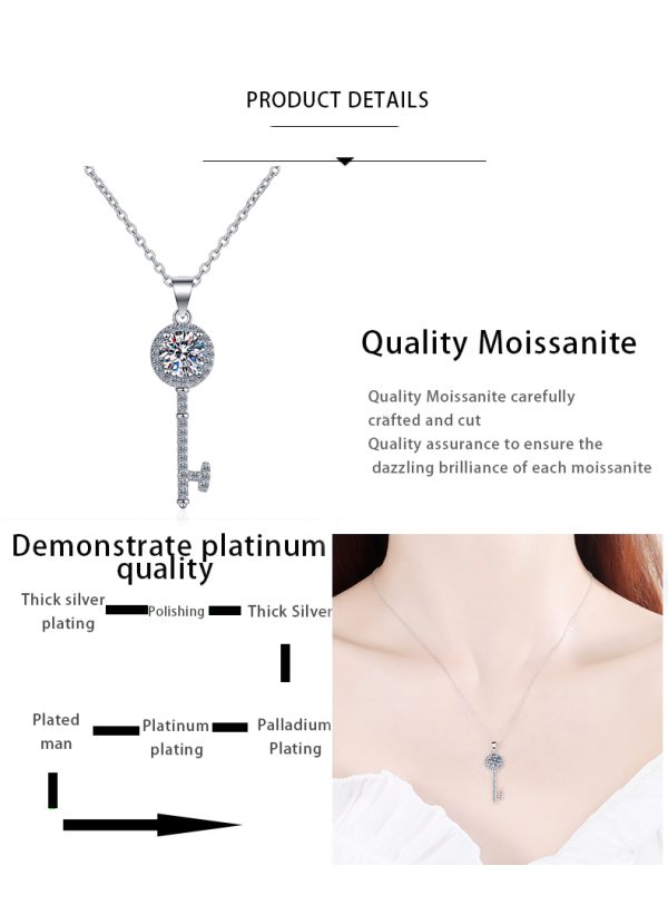 AZ200-X Luxury 18K White Gold & Platinum PT950 0.5ct/1ct Moissanite Pendant Necklaces for Women Timeless Solitaire Fine Jewelry - Image 6