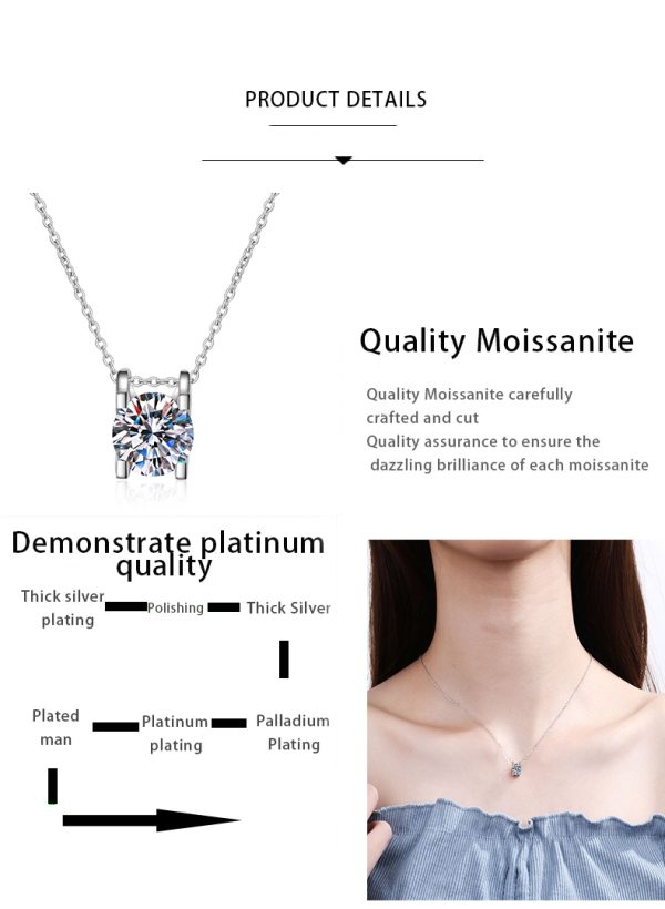 AZ040-X Luxury 0.8CT D Color Shiny Moissanite Diamond Pendant Chain for Women Party PT950 Platinum Necklace Engagement girl Fine Jewelry - Image 7