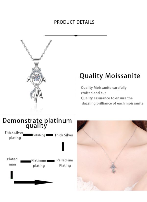 AZ203-X Platinum PT950 18K White Gold 0.3ct Moissanite Fish Necklace Pendant for Women Anniversary Gift Idea Jewelry - Image 7