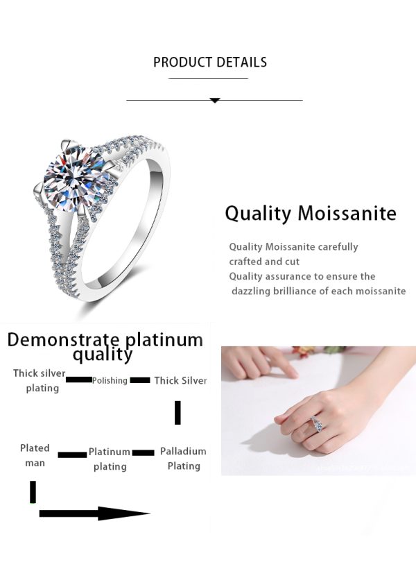 AZ037-J 925 Sterling Silver moissanite Rings women Shining crystal adjustable size Fashion party Couple Gifts engagement wedding Jewelry - Image 7