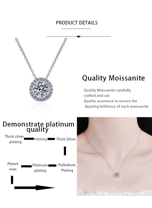 AZ211-X Certified Moissanite Necklace for Women 0.5-2CT VVS Brilliant Moissanite Diamond Halo Pendent Necklaces Anniversary Gift - Image 7