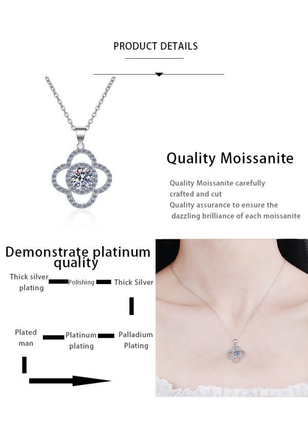 AZ221-X Fashion Trend Luxury Classic Moissanite Diamond-set 1ct Flower Necklace Women 925 Silver Party Charms Jewelry Gift - Image 7
