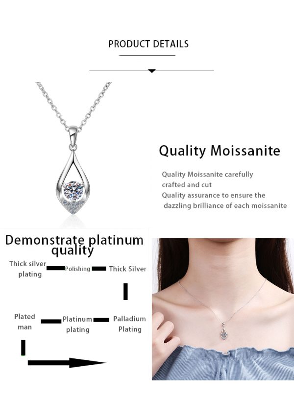AZ041-X Designer Platinum PT950 Moissanite Necklace for Exquisite Women 0.5ct Dcolor Pendant Jewelry Wedding Sparkling Round Cut Diamond - Image 7
