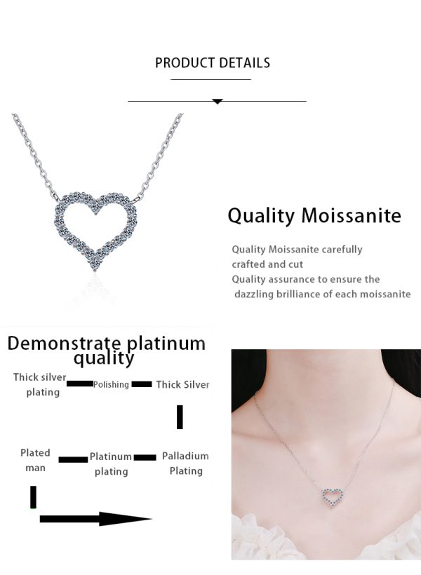 AZ223-X 18K Gold Pt950 Platinum Love-shaped Moissanite Pendant Trendy D Color Moissanite Necklace Women's Pendant - Image 7