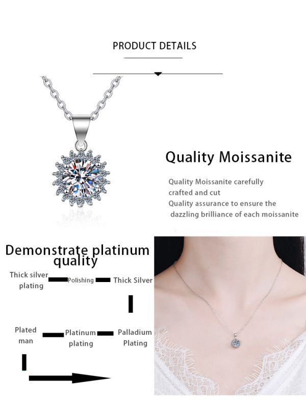 AZ276-X Designer Necklace for Women of PT950 Platinum with 0.5/1/2/3/5Ct Moissanite Diamond Shiny Pendant Fine Jewelry girl Gift daily - Image 7