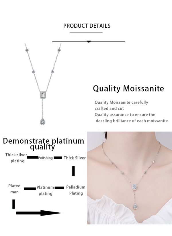AZ389-X New 925 Sterling Silver Women Simulated Diamond Necklace Moissanite Pendant Necklace Wholesale Fine Jewelry Ins Style - Image 7