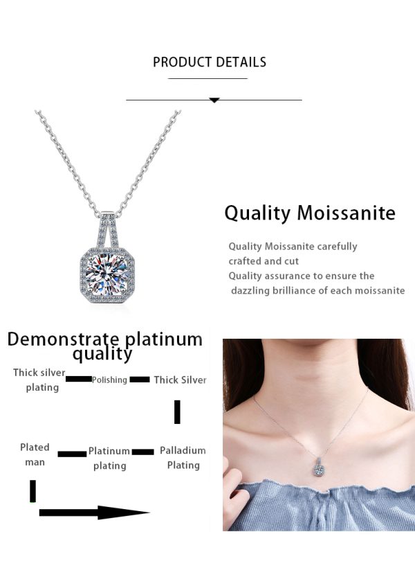 AZ045-X 2 Carat D Moissanite Drop Necklaces 18k Gold Plated Diamond Pendant Original Real 925 Silver Chain Fine Jewelry for Women - Image 7