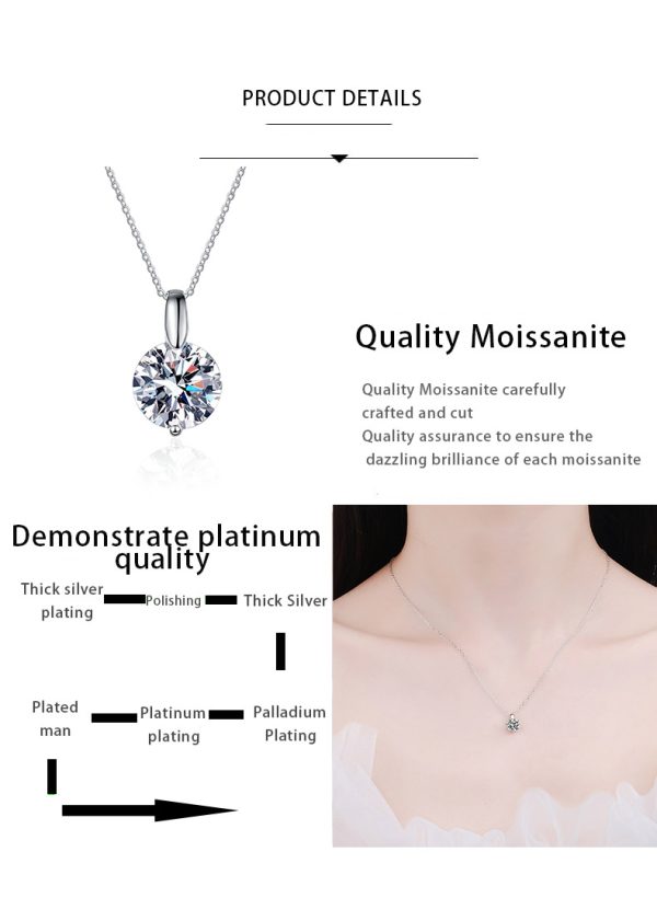 AZ422-X 18K platinum diamond pendant clavicle chain classic and simple 1 carat D color moissanite plated PT950 platinum necklace - Image 7