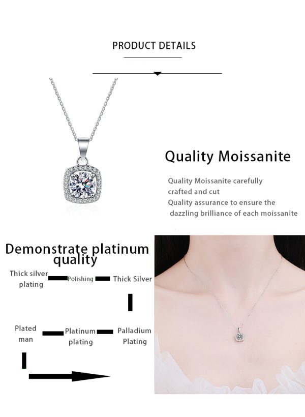 AZ427-X D VVS1 Moissanite Pandent Necklace for Women Sparkling Wedding Jewelry with GRA 925 Sterling Sliver Plated 18k Necklace - Image 7